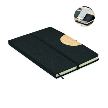 Carnet A5 en RPET et bambou avec support smartphone – personnalisable