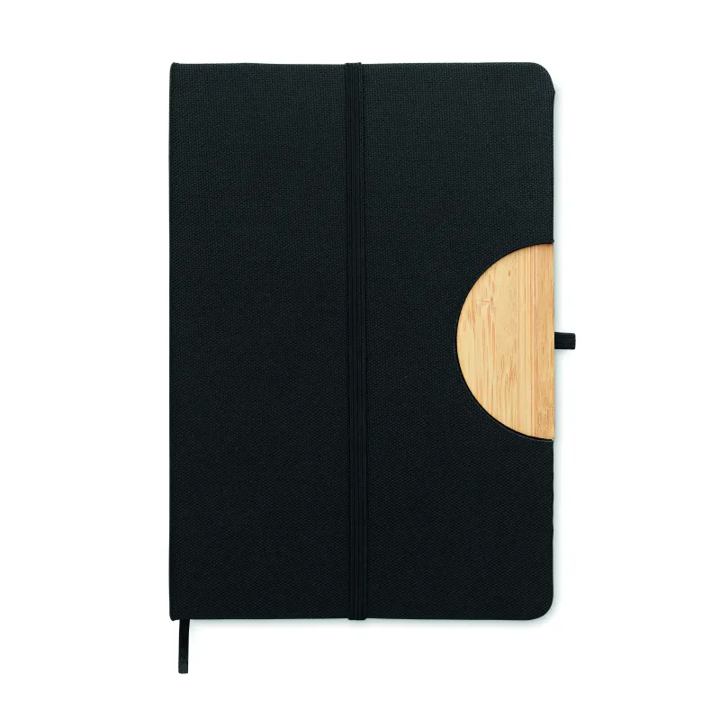 Carnet A5 en RPET et bambou avec support smartphone – personnalisable