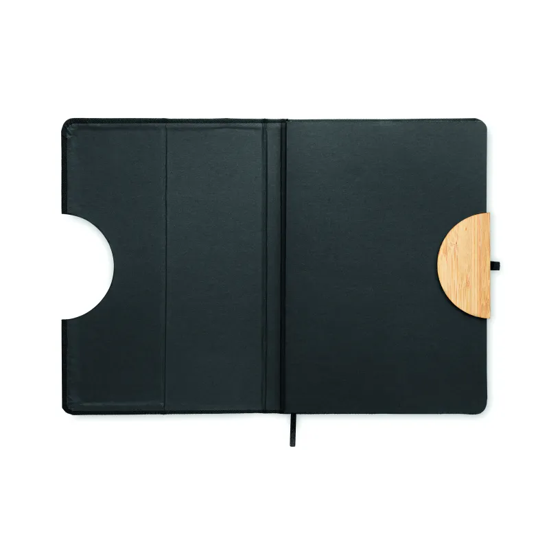 Carnet A5 en RPET et bambou avec support smartphone – personnalisable