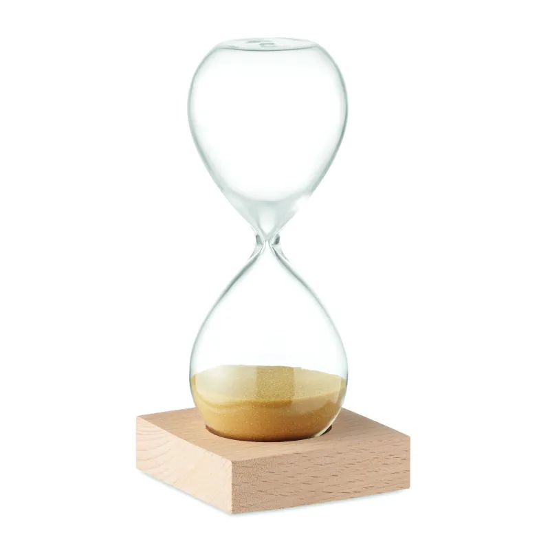 Sablier en verre borosilicate et bois – Élégant & personnalisable