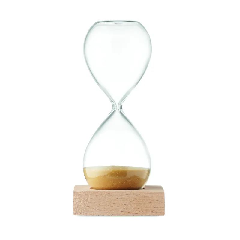 Sablier en verre borosilicate et bois – Élégant & personnalisable