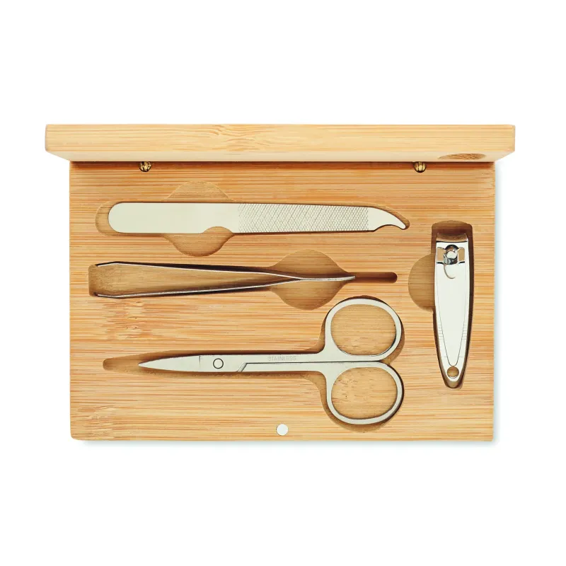 Set manucure personnalisé étui bambou