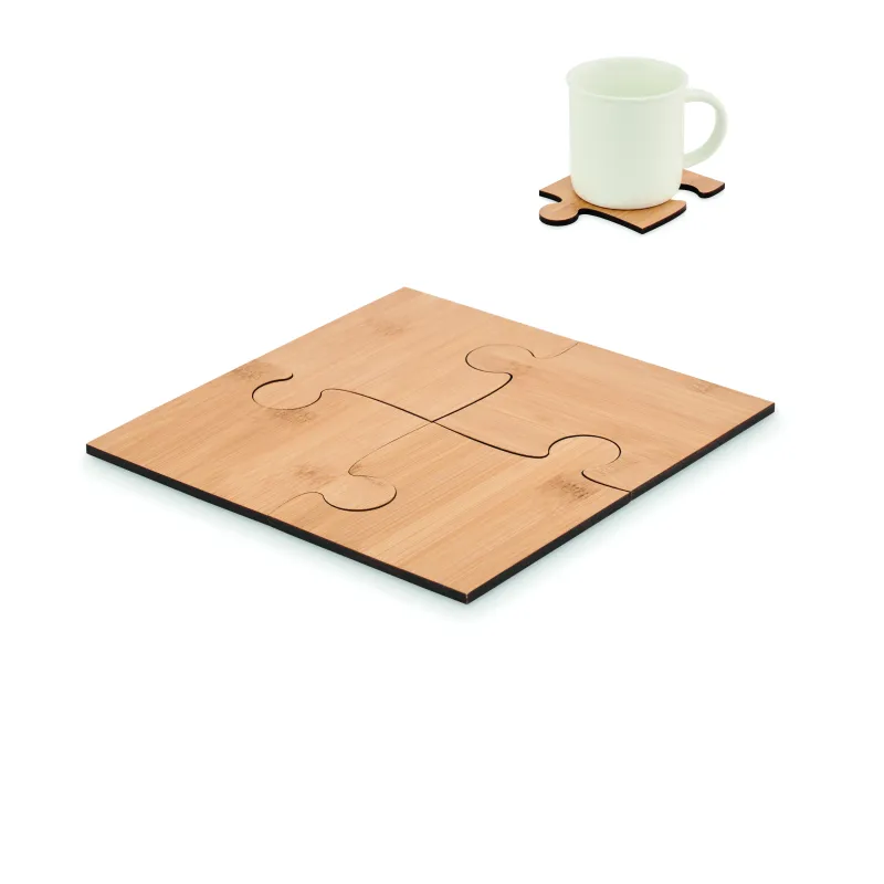 Set de sous-verres puzzle en bambou personnalisable