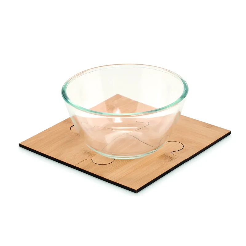 Set de sous-verres puzzle en bambou personnalisable