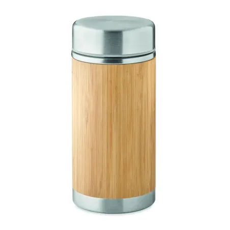 Bocal alimentaire isotherme personnalisable acier bambou