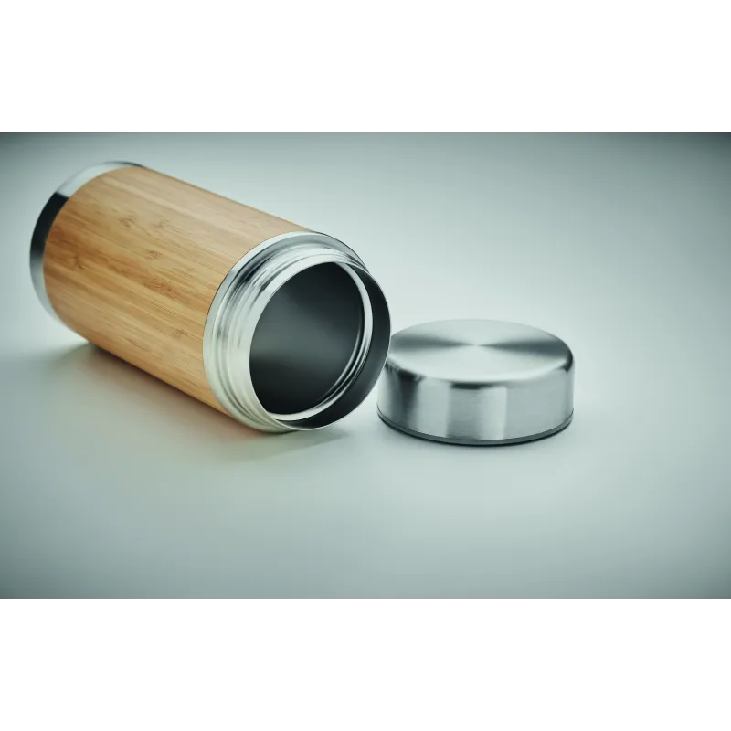 Bocal alimentaire isotherme personnalisable acier bambou