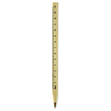 Stylo bille-règle en bois – Stylo écologique avec règle 18 cm, encre bleue