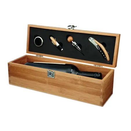 Boîte cadeau en bambou personnalisée pour vin et accessoires