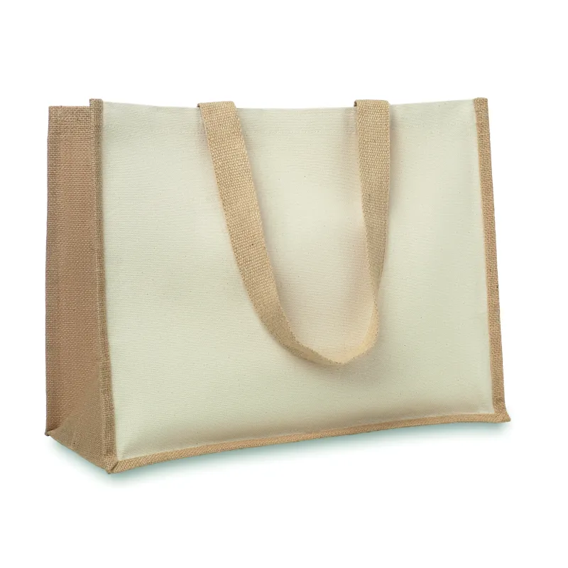 Sac shopping jute laminé et toile – Personnalisable