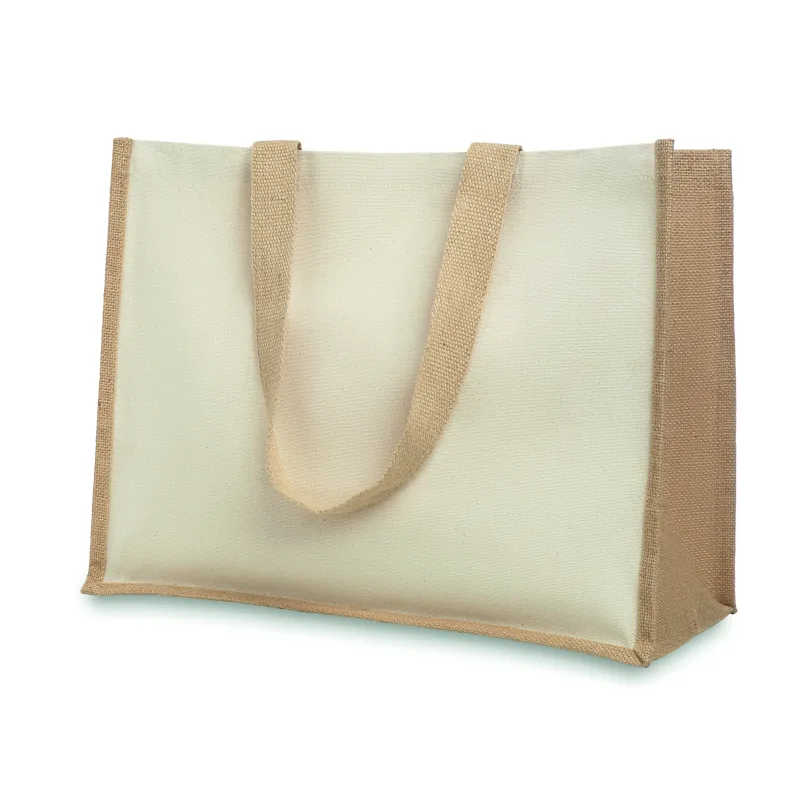 Sac shopping jute laminé et toile – Personnalisable