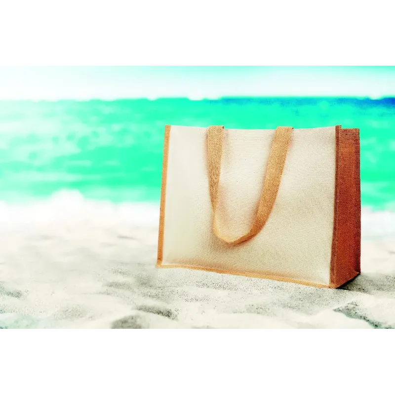 Sac shopping jute laminé et toile – Personnalisable