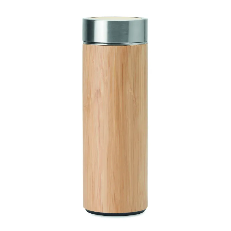 Gourde isotherme bambou inox avec infuseur thé personnalisable 400 ml