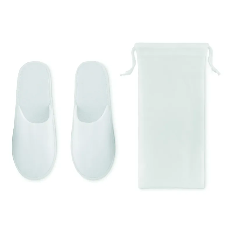 Chaussons d’hôtel en polyester avec pochette personnalisable