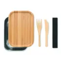 Lunchbox personnalisable inox & bambou – Avec couverts, 600 ml