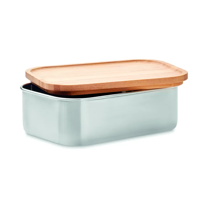 Lunchbox personnalisable inox & bambou – Avec couverts, 600 ml