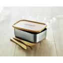 Lunchbox personnalisable inox & bambou – Avec couverts, 600 ml