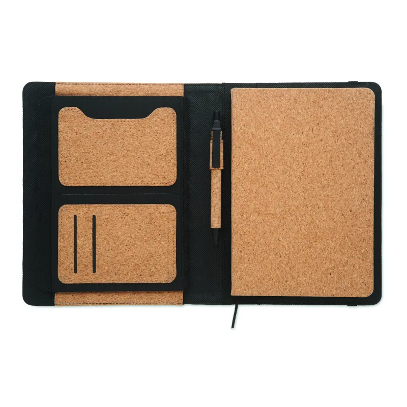 Conférencier A5 en liège – Carnet amovible recyclé & accessoires personnalisables