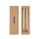 Parure de stylos écologique en paille de blé – Stylo encre bleue et graphite sans encre