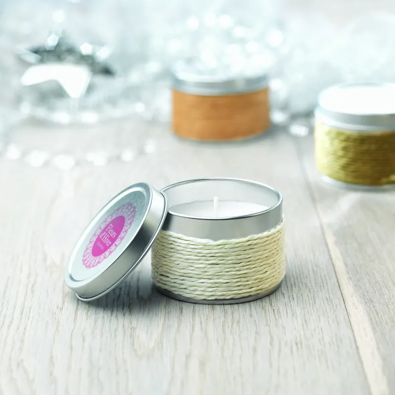 Bougie parfumée en boîte métal – Élégante & personnalisable