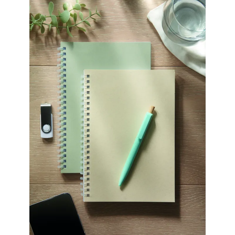 Carnet A5 en carton recyclé – Reliure spirale, 160 pages lignées, personnalisable