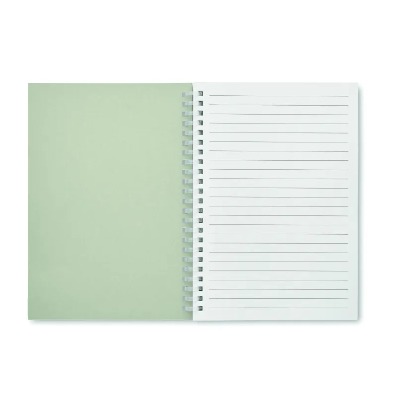 Carnet A5 en carton recyclé – Reliure spirale, 160 pages lignées, personnalisable