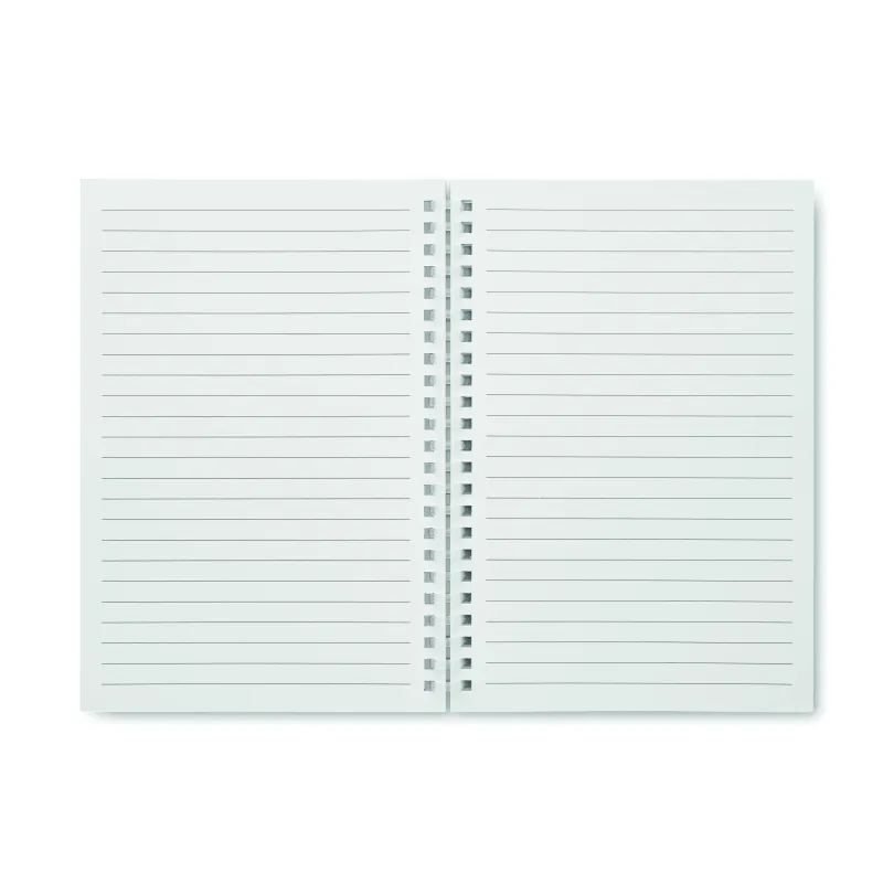 Carnet A5 en carton recyclé – Reliure spirale, 160 pages lignées, personnalisable