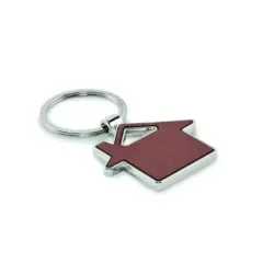 Porte-clés maison métal et cuir recyclé personnalisable