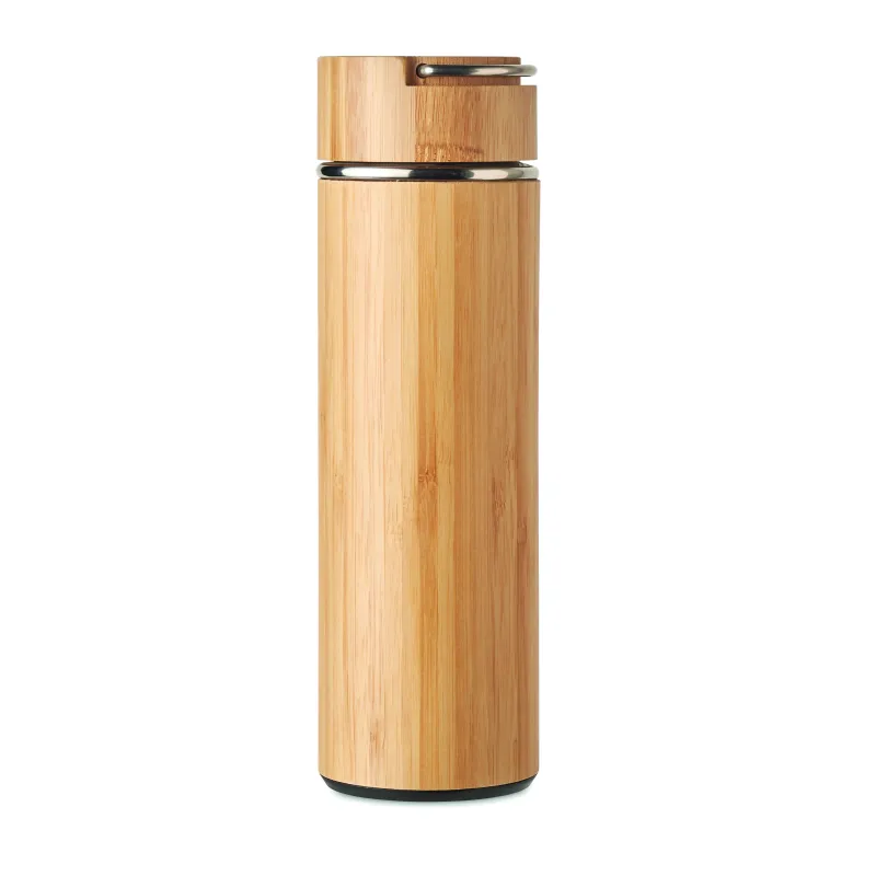 Bouteille isotherme inox bambou avec infuseur personnalisable - 400 ml